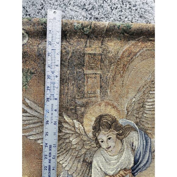 VTG Lena Liu Angel of Light Religious Wall Art Hanging Tapestry Wooden Rod Decor - Picture 4 of 8